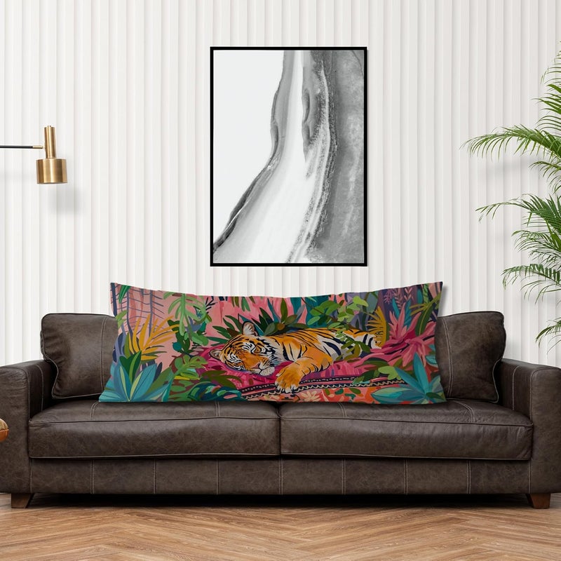 Exqcom Store Maximalist Tiger Body Pillow Covers 20x54, Preppy Room Decor, Tropical Trendy Colorful Tiger Animal Long Body Pillow Case Cover with Hidden Zipper for Women Adults Girls - Image 4